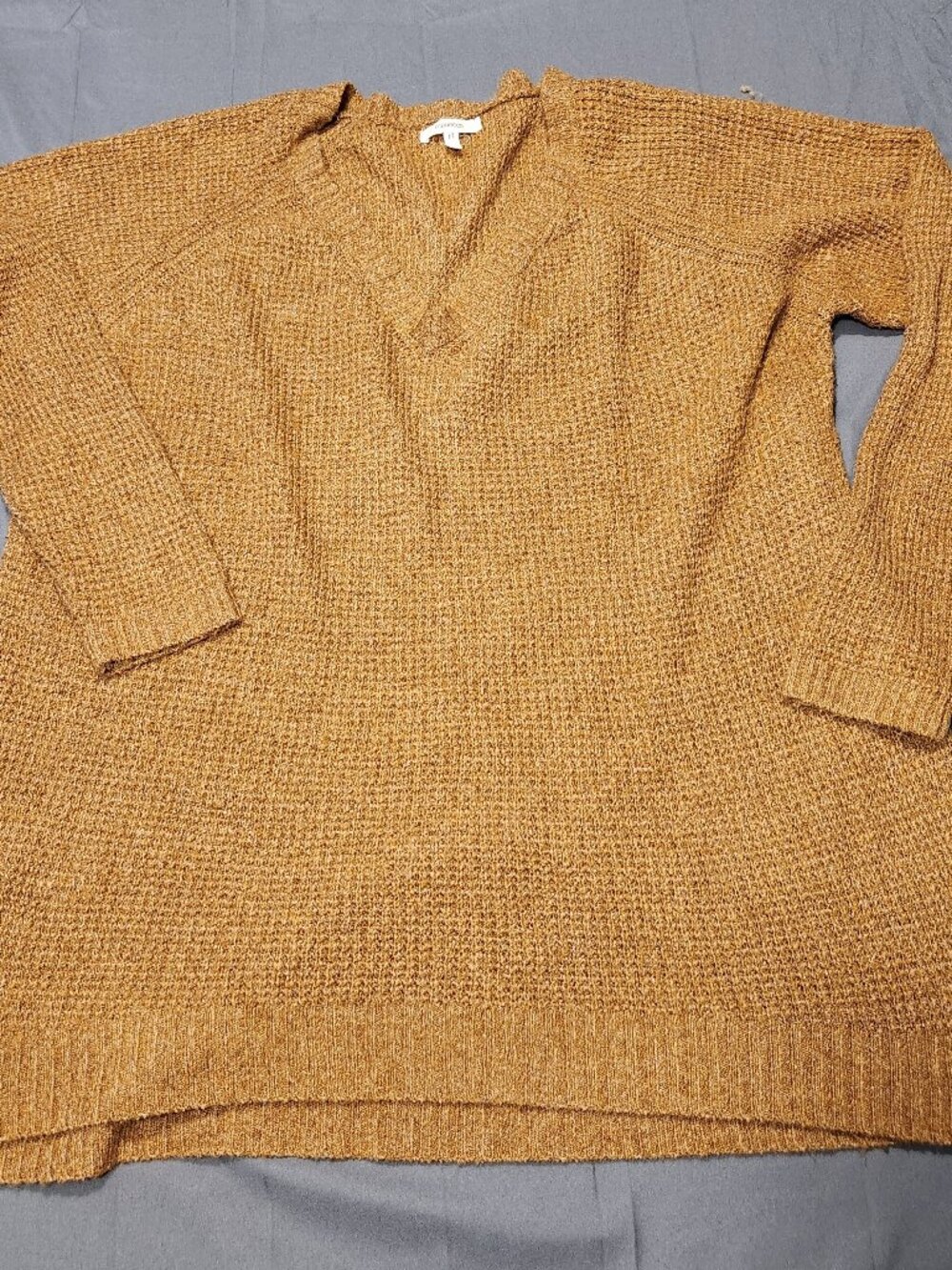 Maurices Heathered Ochre Waffle Knit Sweater Marigold Gold Plus Size 2X